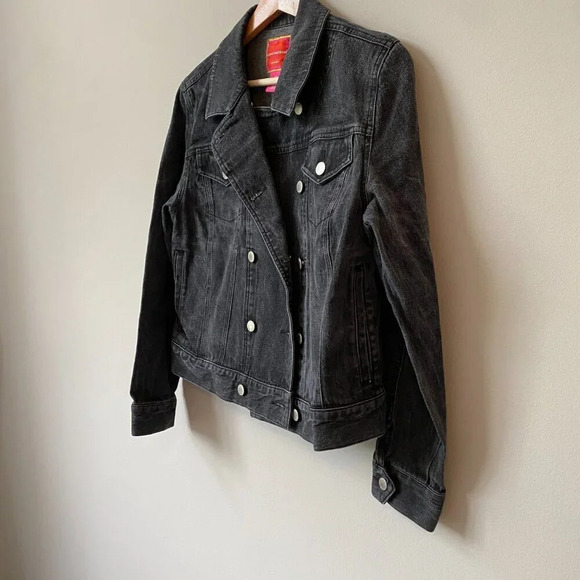 Isaac Mizrahi for Target Women's Medium Double Breasted Black Denim Jean Jacket - Picture 9 of 16